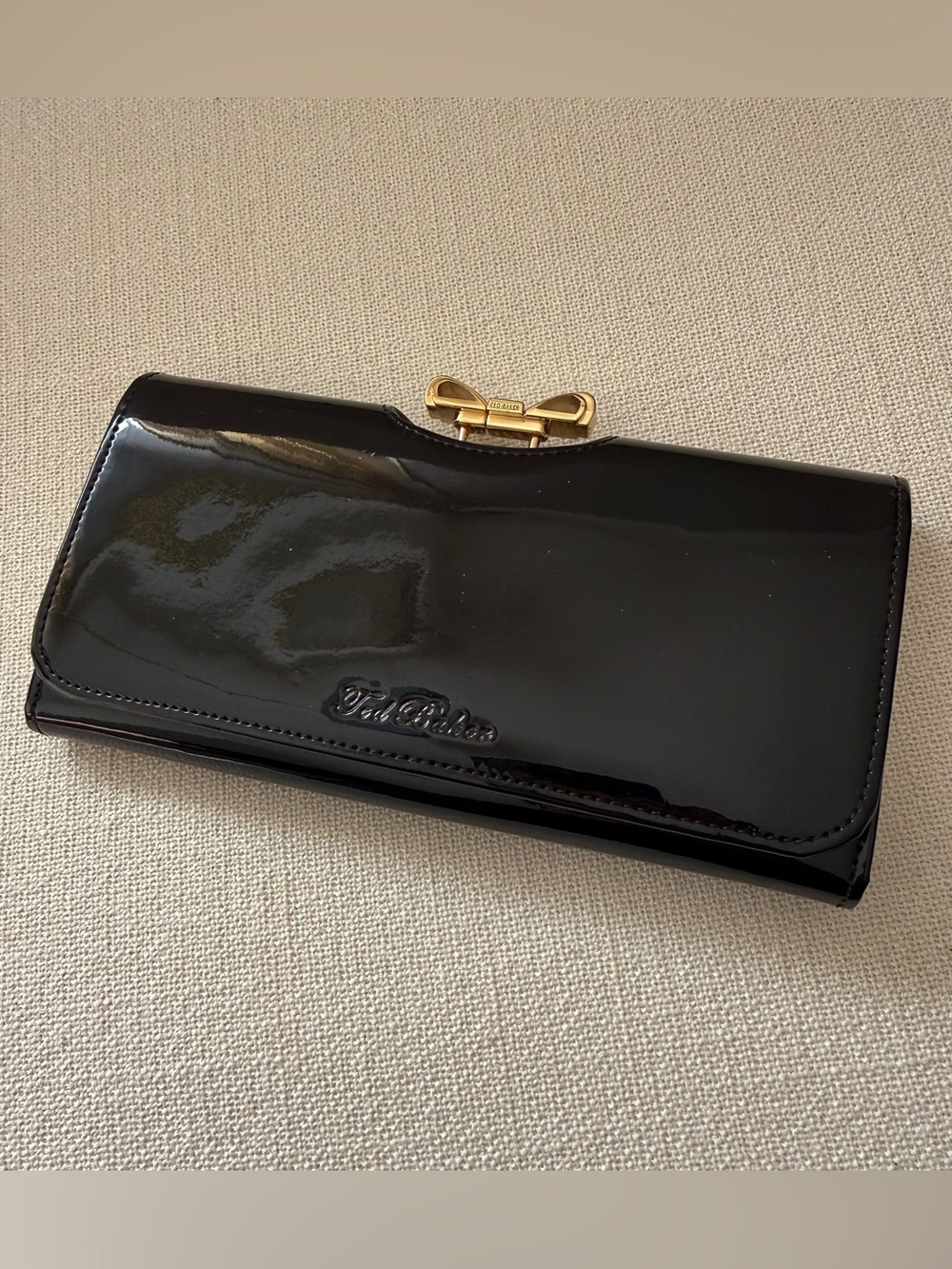 patent leather Ted Baker Lindar Crystal Bow Bobble Matinee Purse